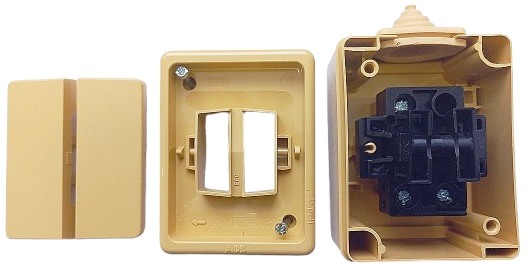 Venkovní vypínač č.5 sériový na zeď ABB 3553-05929 D, IP44, béžový