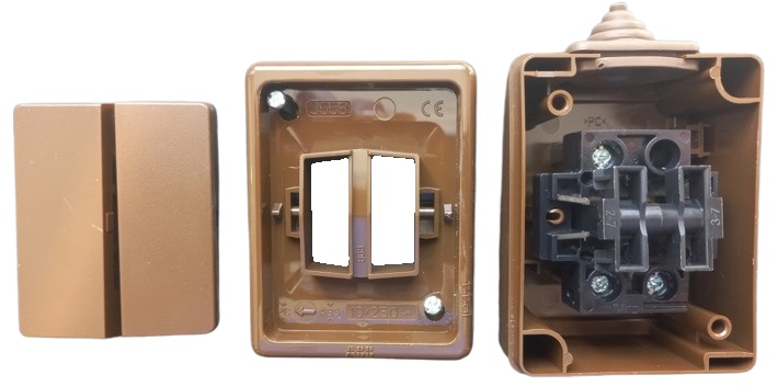 Venkovní vypínač č.5 sériový na zeď ABB 3553-05929 H, IP44, hnědý