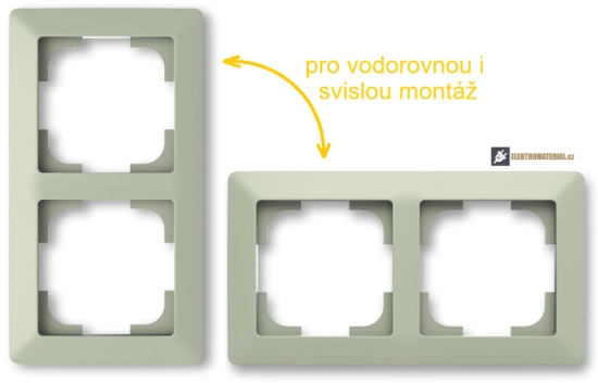 ABB 3901T-A00020 143 ZONI je dvojnásobný rámeček pro vodorovnou i svislou montáž v olivové barvě pro zásuvky a vypínače ZONI výrobce ABB