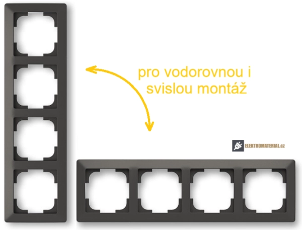 ABB 3901T-A00040 237 ZONI je čtyřnásobný rámeček pro vodorovnou i svislou montáž v matně černé barvě pro zásuvky a vypínače ZONI výrobce ABB