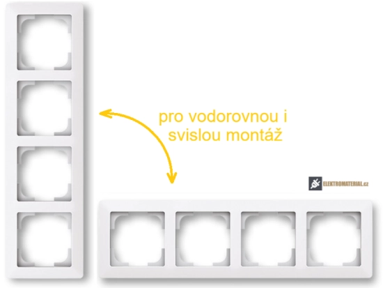 ABB 3901T-A00040 500 ZONI je čtyřnásobný rámeček pro vodorovnou i svislou montáž v bílé barvě pro zásuvky a vypínače ZONI výrobce ABB