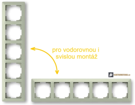 ABB 3901T-A00050 143 ZONI je pětinásobný rámeček pro vodorovnou i svislou montáž v olivové barvě pro zásuvky a vypínače ZONI výrobce ABB