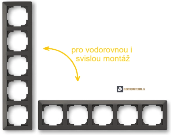ABB 3901T-A00050 237 ZONI je pětinásobný rámeček pro vodorovnou i svislou montáž v matně černé barvě pro zásuvky a vypínače ZONI výrobce ABB
