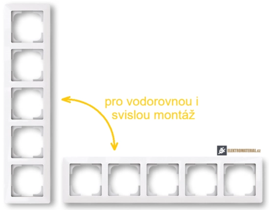 ABB 3901T-A00050 500 ZONI je pětinásobný rámeček pro vodorovnou i svislou montáž v bílé barvě pro zásuvky a vypínače ZONI výrobce ABB