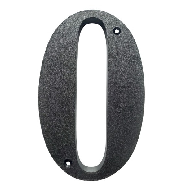 Domovní číslo popisné 0 na zeď, vrata, sloupky s dírami pro vruty barva černá, výška 170 mm