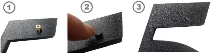 Postup montáže domovního čísla s dírami