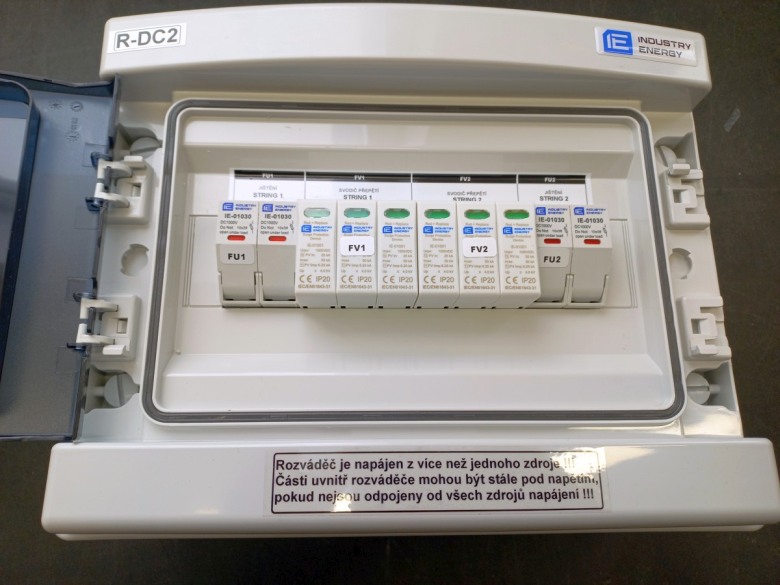 Kompletní DC nástěnná rozvodnice pro FVE Industry Energy R-DC2 pro 2 stringy IP65