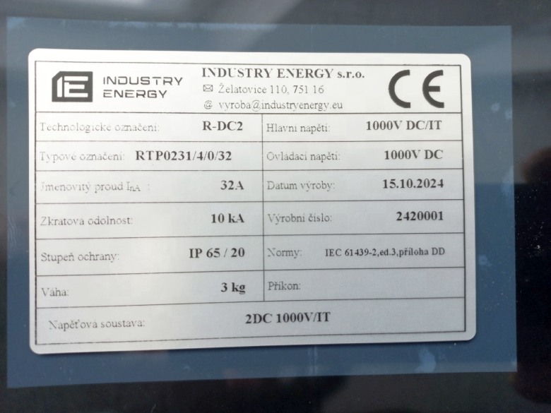 Kompletní DC nástěnná rozvodnice pro FVE Industry Energy R-DC2 pro 2 stringy IP65