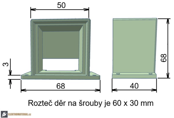 Zásuvka pro multimediální rozvodnice - rozměry