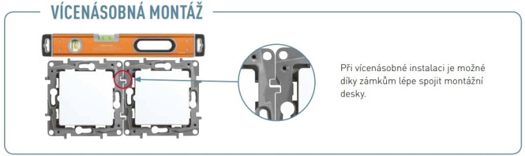 Možnost spojení vypínačů Legrand Niloé pro použití vícenásobných rámečků