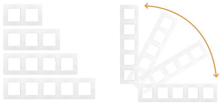 Vícenásobný rámeček Niloé umožňuje svislou i vodorovnou montáž.