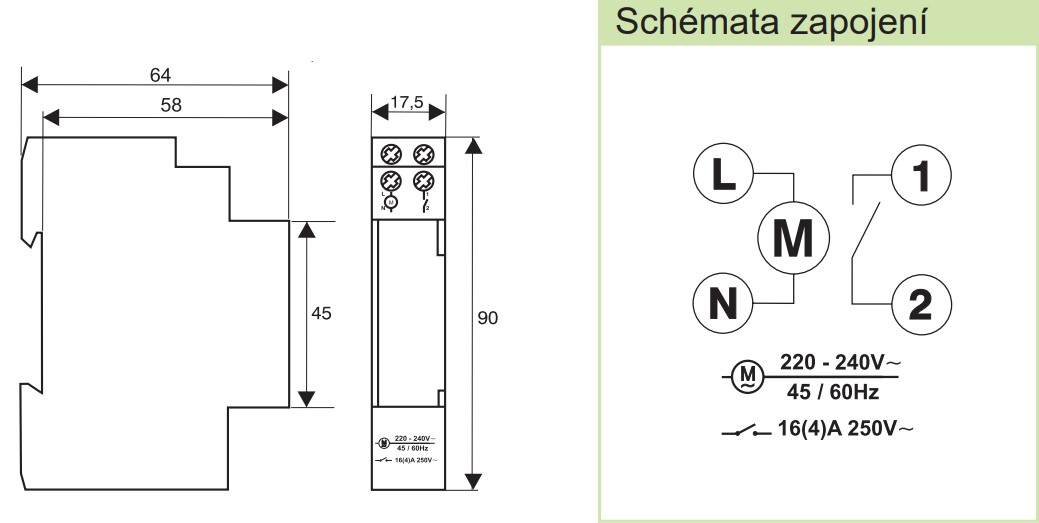 Noark 111721 rozměry a schema