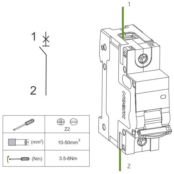 Noark 102691 Ex9B125 1P B80A Instalační jistič 20 kA, charakteristika B, 80 A, 1-pól