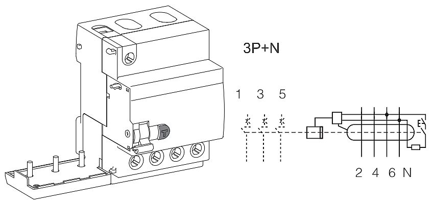 Noark 100565 Ex9LE 10mA 3PN 63A Chráničový modul pro Ex9B, 3+Npól, In=63A, IDn=10mA