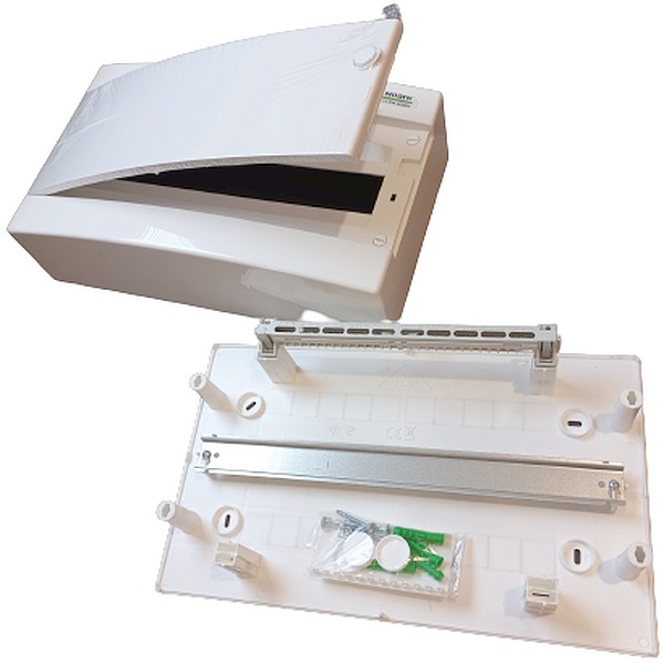 Noark 101506 PNS 18W Plastová rozvodnice, bílé dveře, montáž na omítku, IP40, 1 řada, 18 modulů