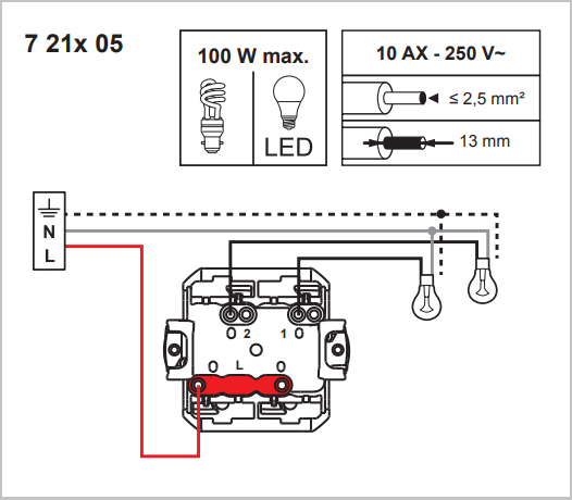 LEGRAND 721105 SUNO sériový spínač č.5, bílá