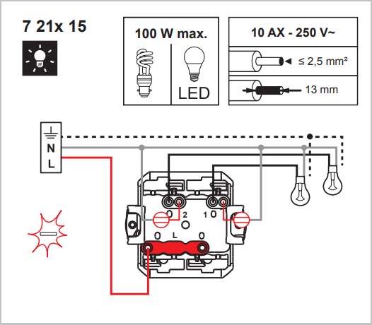 LEGRAND 721115 SUNO sériový spínač č.5 se signalizačním podsvětlením