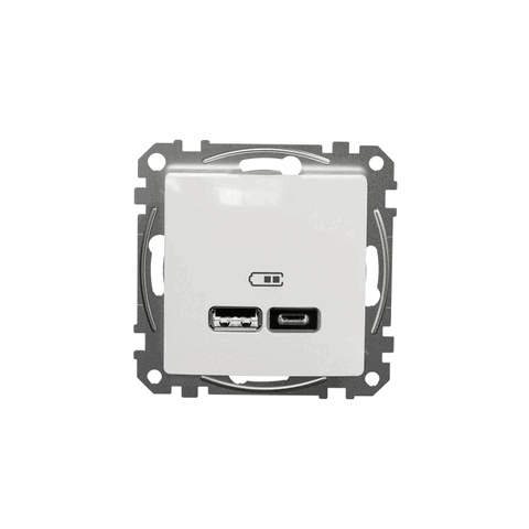 SCHNEIDER SDD111402 SEDNA Nabíječka dvojitá USB A+C 2.4A, bílá