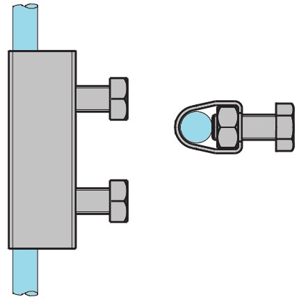 Svorka TREMIS V035 - Spojení nadzemní části hromosvodu s uzemněním.