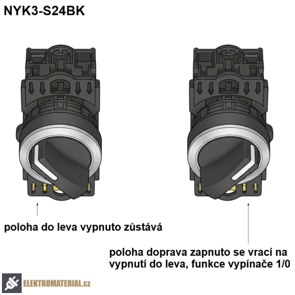Tracon NYK3-S24BK-polohy vypínače
