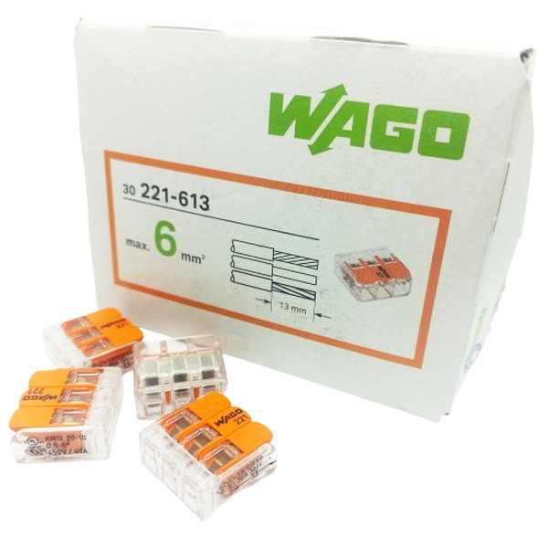Svorka WAGO 221-613 3 x 6 s páčkou - balení 30 ks