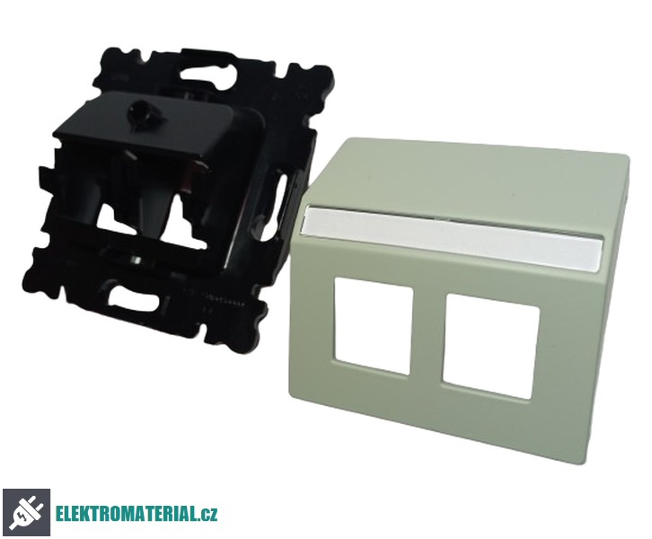 ABB 5014T-A00418 243 ZONI Kryt zásuvky komunikační přímé (2x), s upevňovacím třmenem olivová