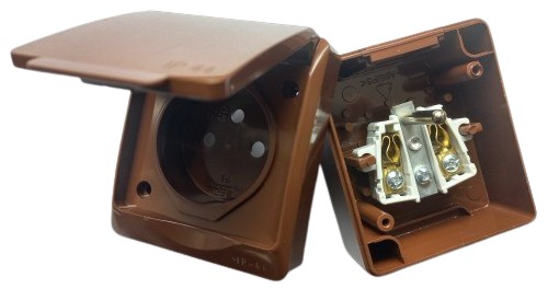 Famatel 5321-06 GALATEA IP44 Zásuvka hnědá - zapojení