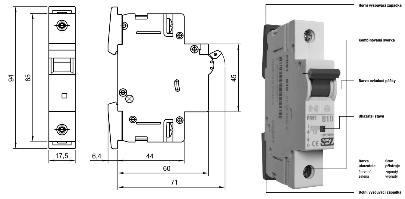 Jistič jednopólový charakteristika B, 20A, 10kA