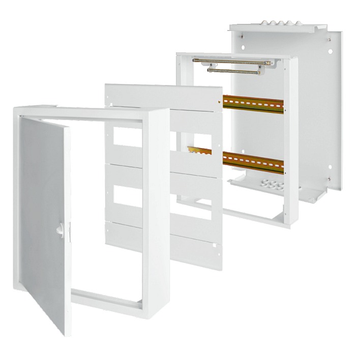 Celoplechová skříň M-BOX P 90/5-18 pod omítku 90 modulová 5 řad, 958x488x130mm, IP30