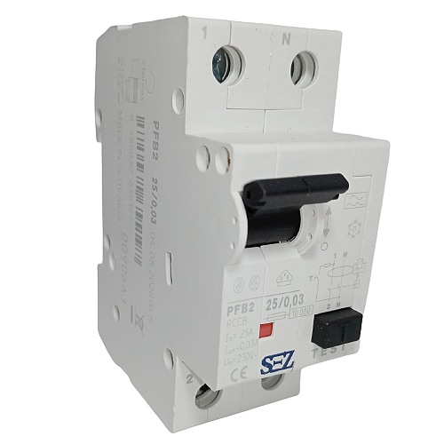 SEZ PFB2 25/0,03 Proudový chránič 2póly, 25A, 30mA, 10kA