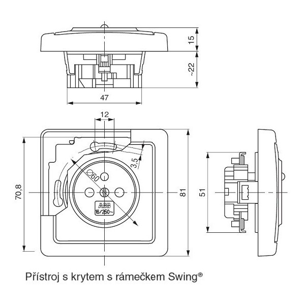 Zásuvka ABB Swing 5518G-A02359 C1 s clonkami krémová