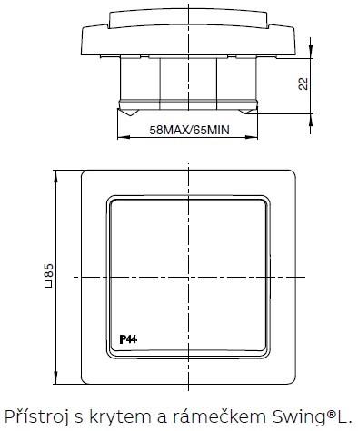 Vypínač Swing ABB 3557G-A07940 S1 křížový č.7, IP 44 s krytem s drápky světle šedý