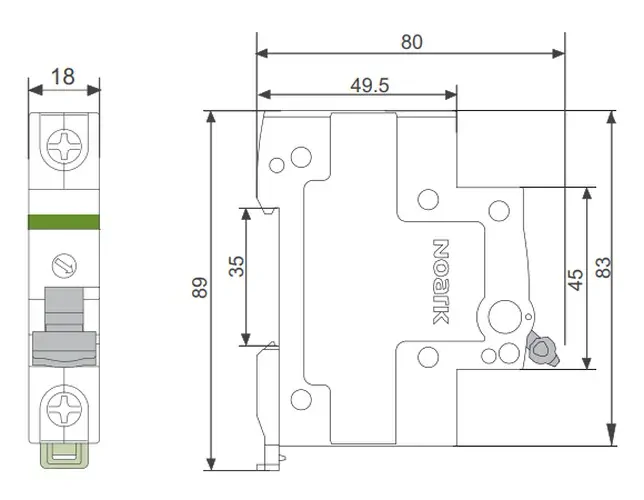Noark 100862 Ex9I125 1P 32A Instalační vypínač, šířka 1 modul, 1pól, 32A