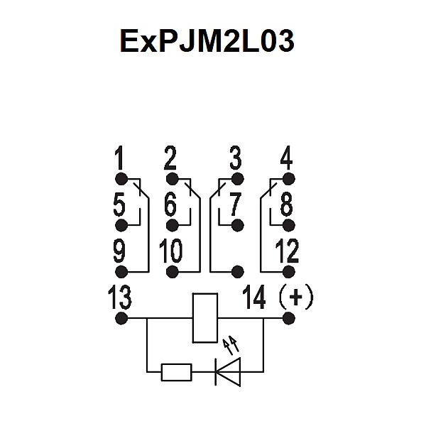 Noark 110321 Zásuvná relé Ex9JM4L03 24VAC, 4 kontakty, 3A
