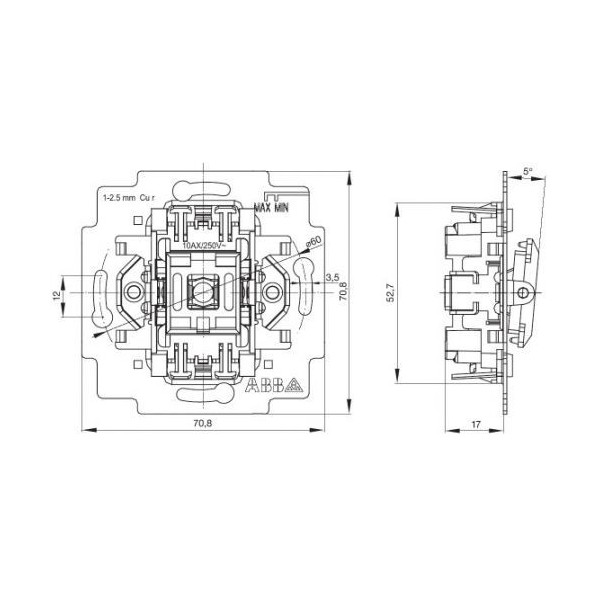 Přístroj - vypínač č.6 ABB 3558-A06340 Tango, šroubové svorky