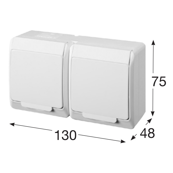 Famatel 5322-06 GALATEA IP44 Zásuvka 2-násobná vodorovná (hnědá)
