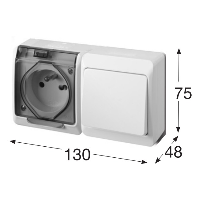 Famatel 5327-20 GALATEA IP44 Přepínač střídavý č.6 + zásuvka (hnědá / hnědé víčko)