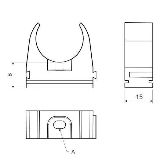 Příchytka pro trubku a chráničku 16 mm  černá