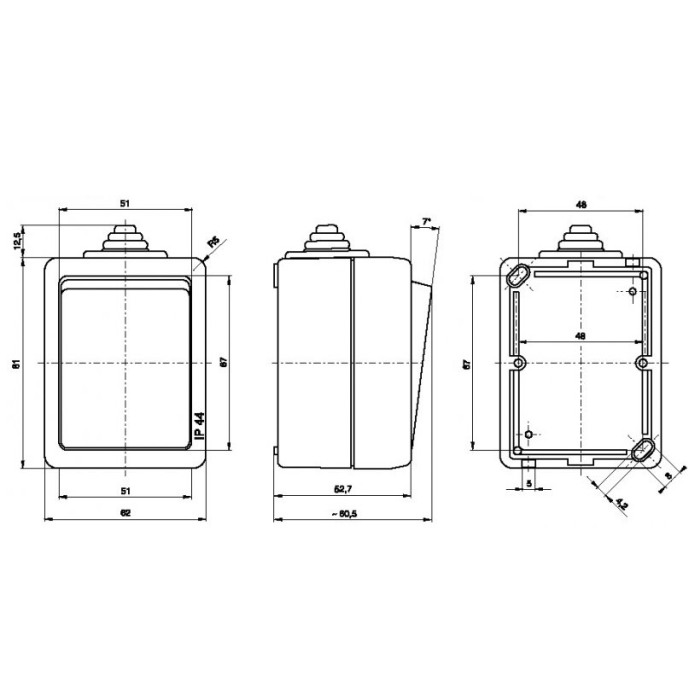 Venkovní vypínač č.5 sériový na zeď ABB 3553-05929 D, IP44, béžový