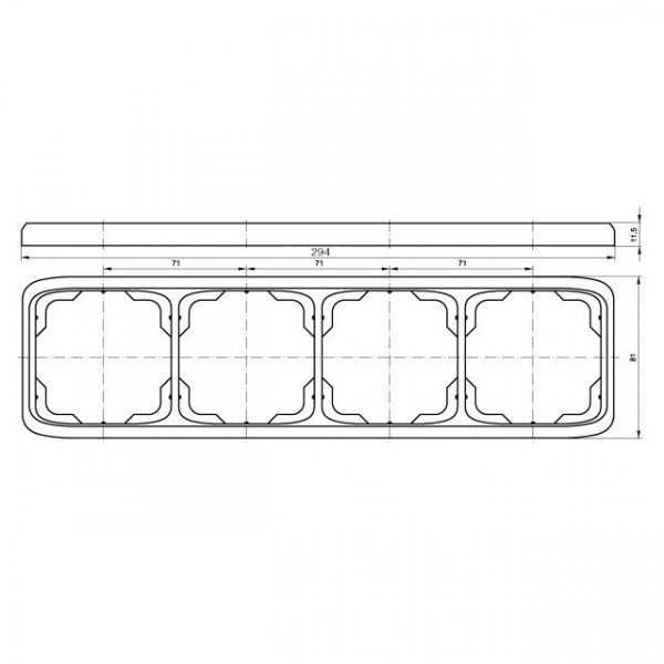 Rámeček ABB Tango 3901A-B41 S2 čtyřnásobný svislý kouřově šedý
