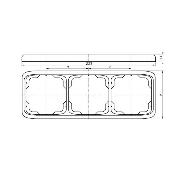 Rámeček ABB Tango 3901A-B30 S trojnásobný vodorovný šedý