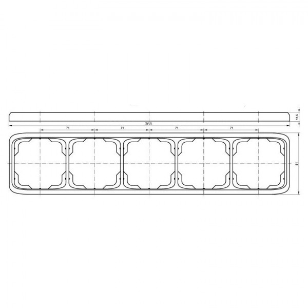 Rámeček ABB Tango 3901A-B50 N pětinásobný vodorovný černý