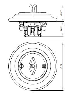 ABB Decento vypínač č.6 (č.1) otočný bílá/přírodní buk 3560K-C06345 50 porcelán
