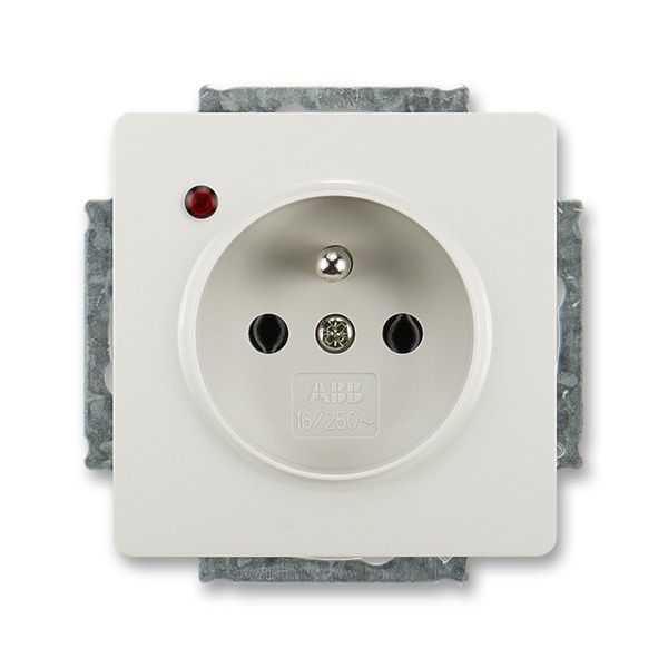 Zásuvka ABB Swing 5598G-A02349 S1 jednonásobná s ochranným kolíkem, přepěťovou ochranou světle šedá
