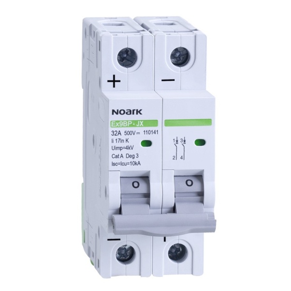 Noark 110143 Ex9BP-JX(+) 2P K50 DC instalační jistič 10 kA, charakteristika K, 50 A, 500 V DC, 2pól