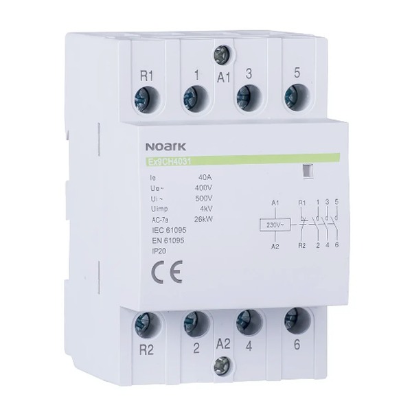 Noark 107325 Ex9CH63 22 24V 50/60Hz Instalační stykač, 63 A, ovl. 24V, 2 NO + 2 NC kontakty