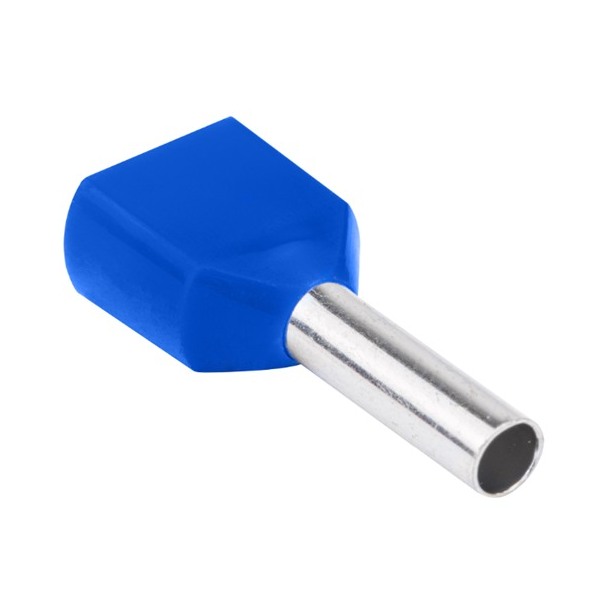 Tracon E16I Dvojité izolované lisovací dutinky, modré 2×2,5mm2, l=13mm
