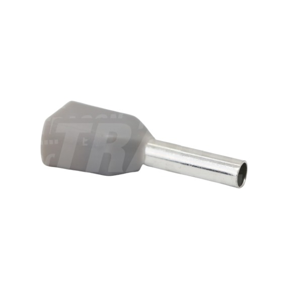 Tracon E19I Dvojité izolované lisovací dutinky, šedé 2×4mm2, l=12mm
