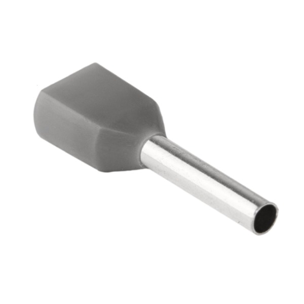 Tracon E19I Dvojité izolované lisovací dutinky, šedé 2×4mm2, l=12mm