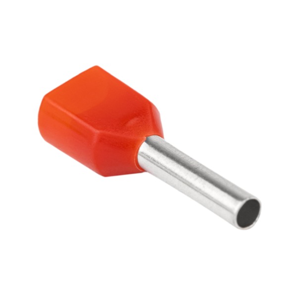 Tracon E24I Dvojité izolované lisovací dutinky, červené 2×10mm2, l=14mm